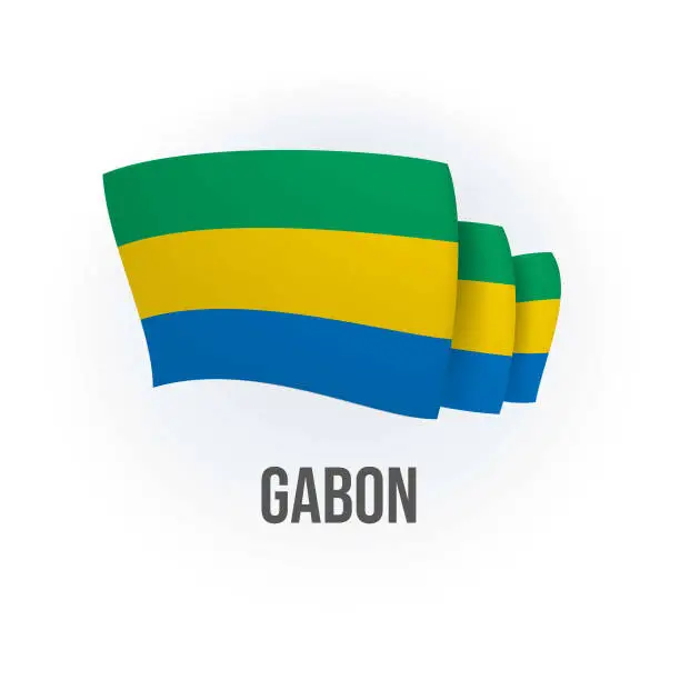 Vector illustration of Vector flag of Gabon. Gabonese waving flag. Vector illustration.