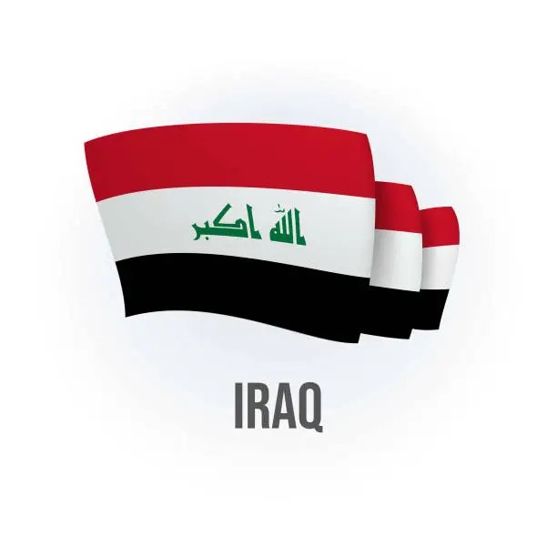 Vector illustration of Vector flag of Iraq. Iraqi waving flag. Vector illustration.