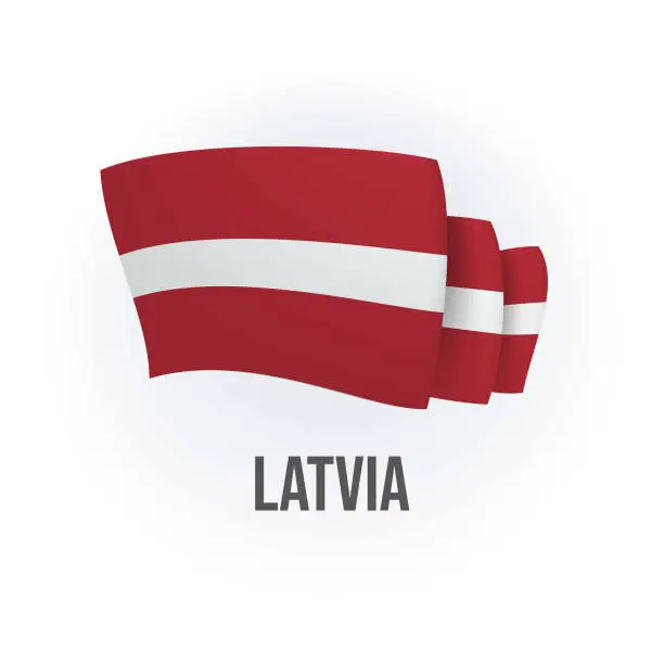 Vector illustration of Vector flag of Latvia. Latvian waving flag. Vector illustration.