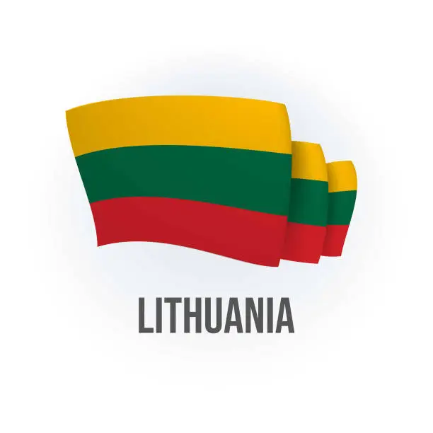 Vector illustration of Vector flag of Lithuania. Lithuanian waving flag. Vector illustration.