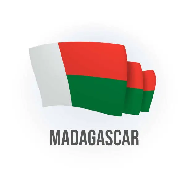 Vector illustration of Vector flag of Madagascar. Malagasy waving flag. Vector illustration.