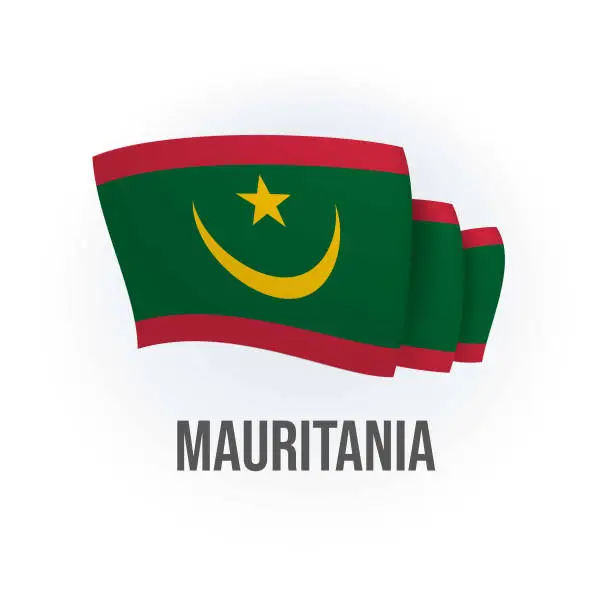 Vector illustration of Vector flag of Mauritania. Mauritanian waving flag. Vector illustration.