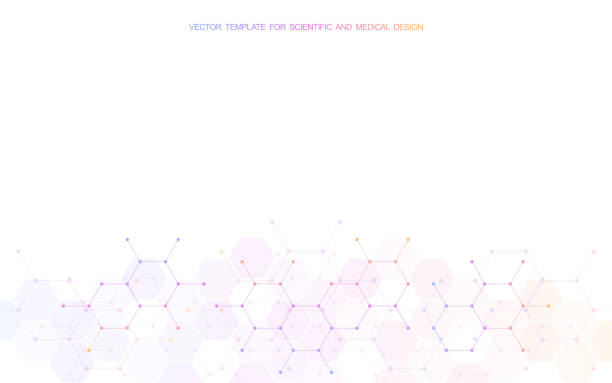 Abstract background of hexagons pattern and chemical engineering, genetic research, molecular structure. Vector illustration for innovation technology concept, science, healthcare, and medicine design Abstract background of hexagons pattern and chemical engineering, genetic research, molecular structure. Vector illustration for innovation technology concept, science, healthcare, and medicine design. abstract beehive stock illustrations