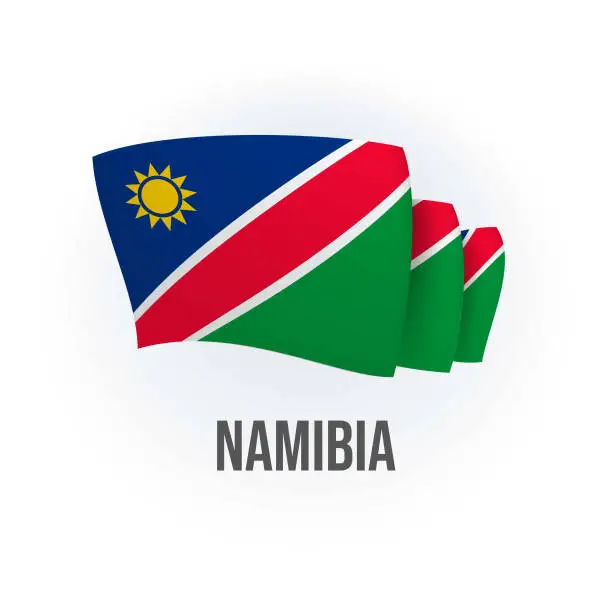 Vector illustration of Vector flag of Namibia. Namibian waving flag. Vector illustration.