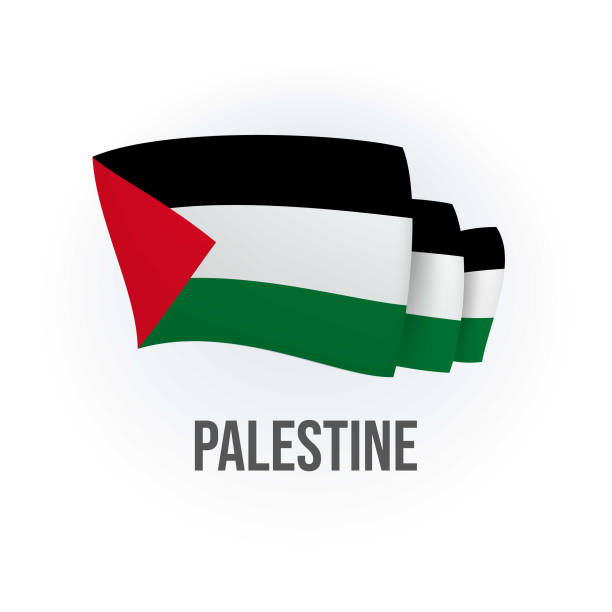 ilustraciones, imágenes clip art, dibujos animados e iconos de stock de bandera vectorial de palestina. bandera palestina ondeando. ilustración vectorial. - ils