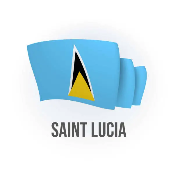 Vector illustration of Vector flag of Saint Lucia. Vincentian waving flag. Vector illustration.