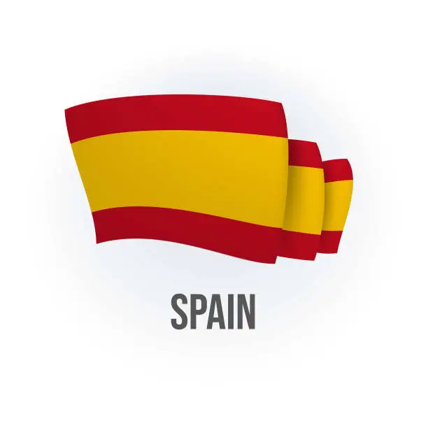 Vector illustration of Vector flag of Spain. Spanish waving flag. Vector illustration.