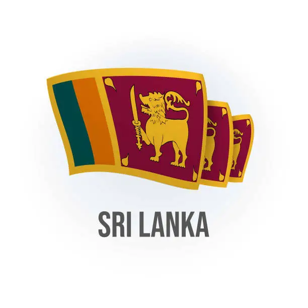 Vector illustration of Vector flag of Sri Lanka. Sri Lankan waving flag. Vector illustration.