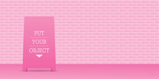 pastelowe różowe tło ściany z cegły - attached backgrounds blank plank stock illustrations