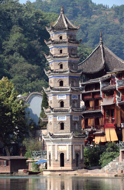 istock Ancient pagoda in chinese watertown 1326767051