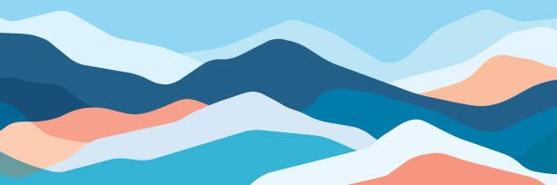 ilustraciones, imágenes clip art, dibujos animados e iconos de stock de montañas multicolores, ondas translúcidas, formas abstractas de vidrio de color, fondo moderno, diseño vectorial ilustración para su proyecto - cresta montaña