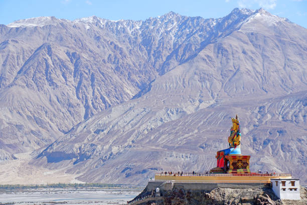 istock Aerial view of Landscape Ancient Diskit Monastery also known as Deskit Gompa or Diskit Gompa is the oldest and largest Buddhist monastery in the Nubra Valley of Ladakh, India 1326770281