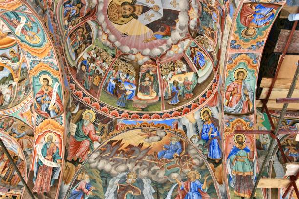 istock Colorful Ceiling painting in Rila monastery, Bulgaria 1326770288
