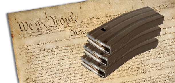 istock AR-15 magazines with the constitution behind 1326770916