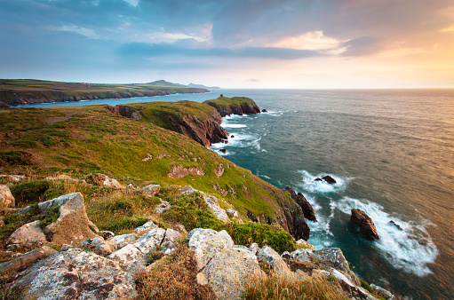 Dramatic coastline near Abereiddy in the Pembrokeshire national park, Wales