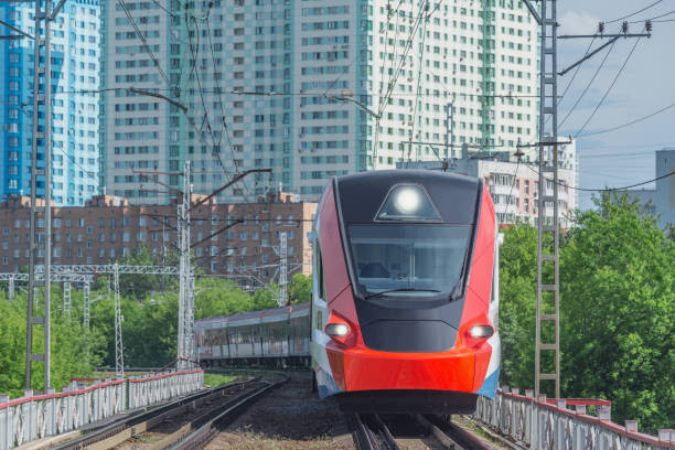 istock Electric train moves at day time. Moscow. 1326779142