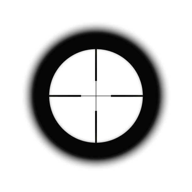 illustrazioni stock, clip art, cartoni animati e icone di tendenza di mirino di un reticolo di precisione. mirino incrociato di una pistola a fucile che punta il mirino ottico. - crosshair gun rifle sight aiming