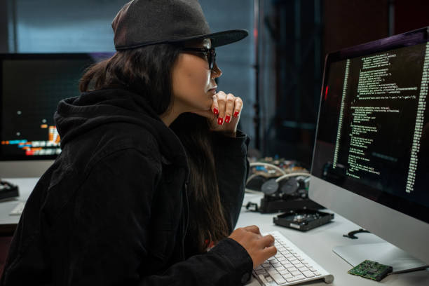 istock Female hacker entering website illegaly 1326785867