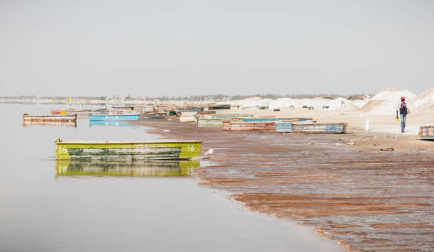 Salt extraction at the Lac Rose near Dakar, Senegal