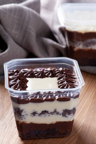 istock Chocolate cake in the pot for delivery.  Copy space. 1326788614