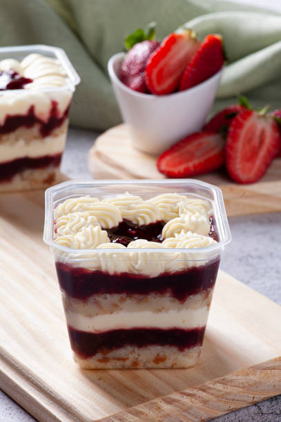 istock Strawberry cake in the pot for delivery.  Copy space. 1326788671