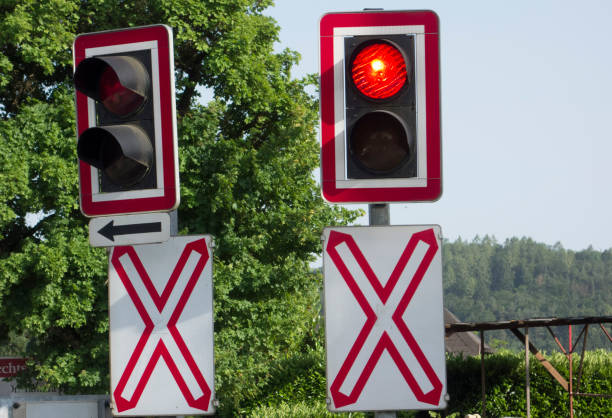 railroad crossing in train traffic, transportation and mobility by rail