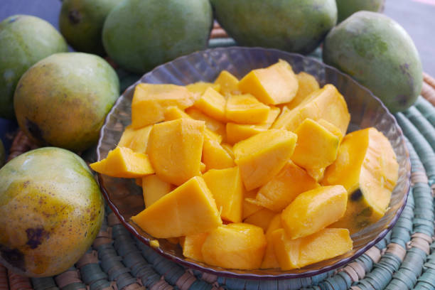 istock yellow ripe cut mango in a bowl top down 1326795052