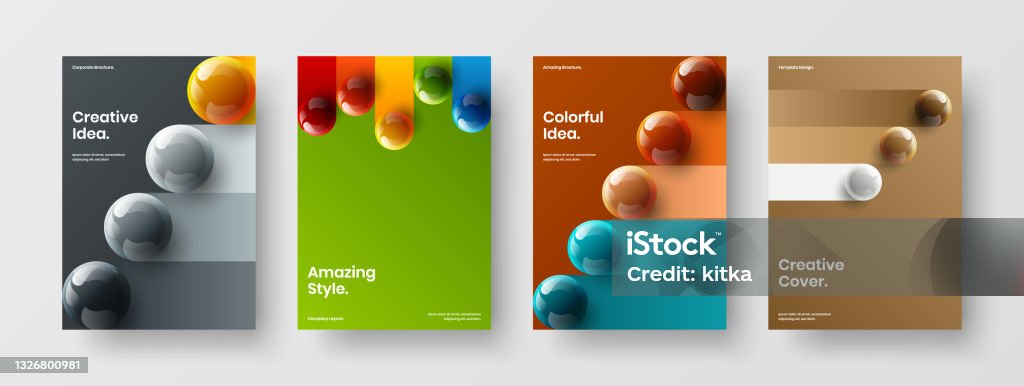 Modern Front Page Design Vector Template Composition Trendy 3d Balls ...