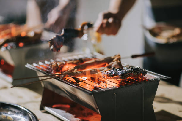 istock A night bbq party gathering with food preparation with chicken wing 1326803608