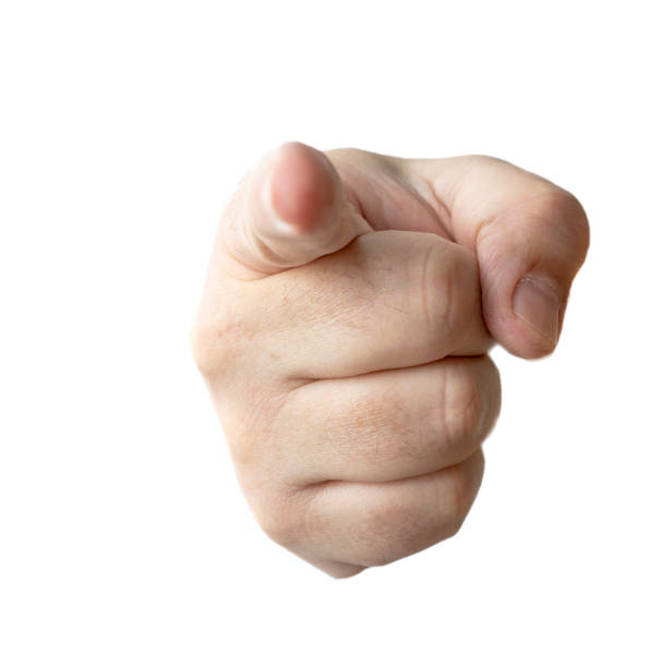 istock Hand pointing at you on white background 1326806688