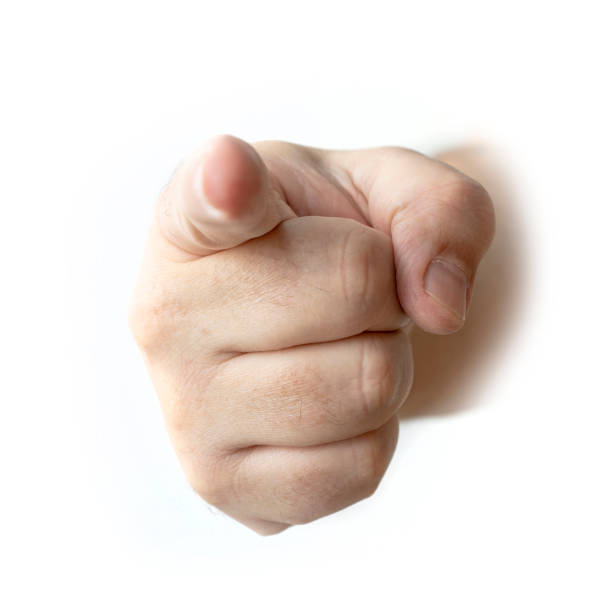 istock Hand pointing at you on white background 1326806692