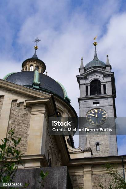 Front View Of Protestant Church Zurich Enge At Summer Day Morning Stock Photo - Download Image Now