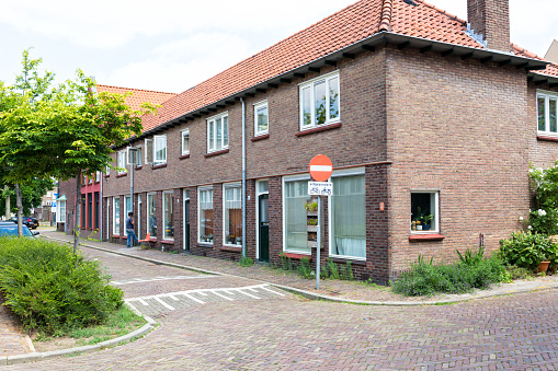 Zutphen, The Netherlands, June 2021: Historic housing, apartment building, terraced housing outside the historic center of Zutphen, The Netherlands.