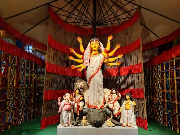 Photo of The Supreme shakti, Maa Durga is worshiped with diya lamp in utmost devotion in Hindu religion