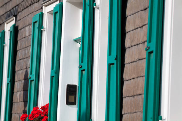istock Schist facade detail with green shutters 1326815156