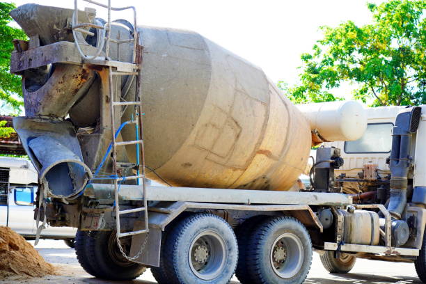 istock Concrete mixer truck on the construction 1326817271