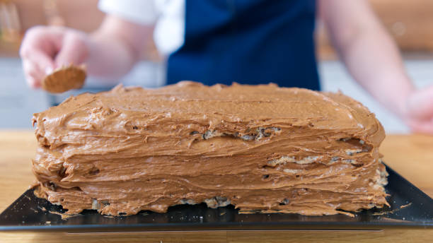 istock The process of making a chocolate cake with nuts and cream 1326820588