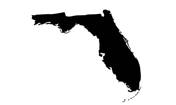 ilustraciones, imágenes clip art, dibujos animados e iconos de stock de silueta negra del mapa del estado de florida en ee. uu. - arizona map outline silhouette