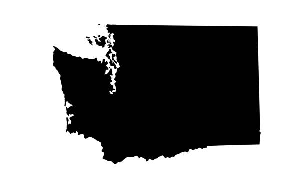 черный силуэт карты штата вашингтон в сша - washington state state map outline stock illustrations