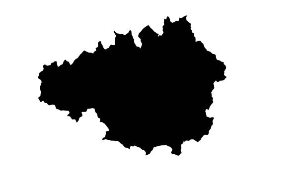 black silhouette map of the city of manchester in the uk - manchester stock illustrations