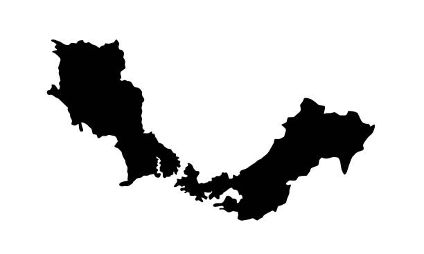 ilustrações de stock, clip art, desenhos animados e ícones de black silhouette map of the city of santo andre in brazil - topography map contour drawing outline