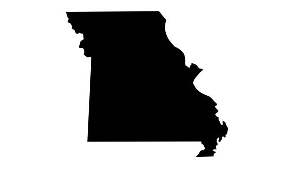 black silhouette map of the state of Missouri in the United States silhouette map of the state of Missouri in the United States on white background maryland state colors stock illustrations