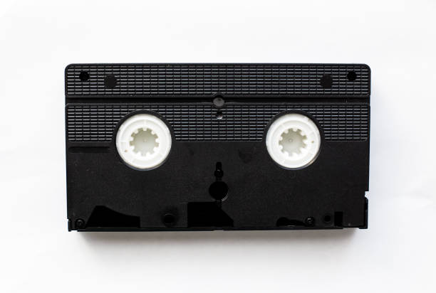 black retro video cassette, old video video tape