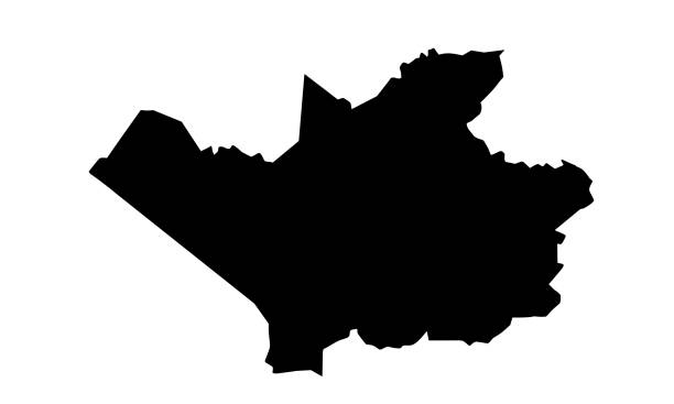 black silhouette map of the city of Leverkusen in Germany black silhouette map of the city of Leverkusen in Germany on white background leverkusen stock illustrations