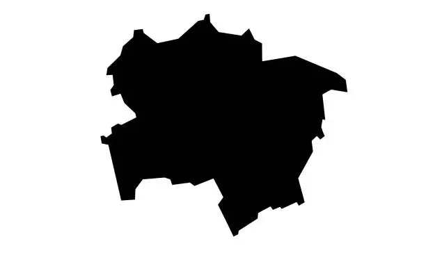 Vector illustration of black silhouette map of the city of Hamm in Germany