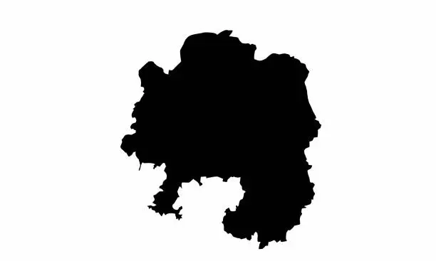 Vector illustration of black silhouette map of the city of Hagen in Germany