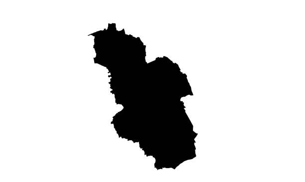 black silhouette map of the city of Gelsenkirchen in Germany silhouette map of the city of Gelsenkirchen in Germany on white background leverkusen stock illustrations