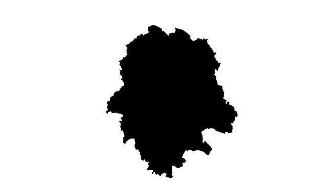 black silhouette map of the city of Munster in Germany silhouette map of the city of Munster in Germany on white background leverkusen stock illustrations