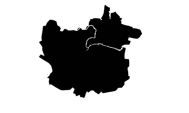 черный силуэтная карта города пуна в индии - topography map contour drawing outline stock illustrations