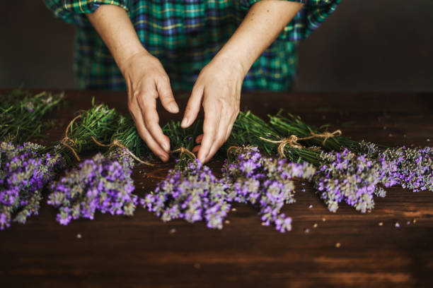 istock Woman arranging lavender bouquet 1326826828